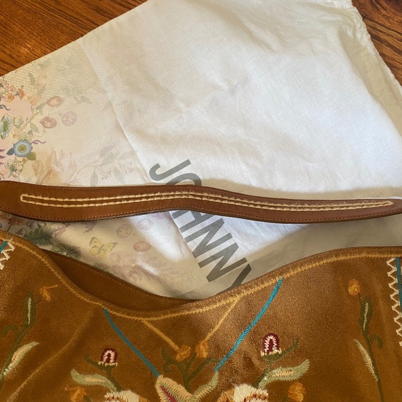 Johnny Was Floral Embroidered Suede Hobo HandBag *EUC - Picture 7 of 9